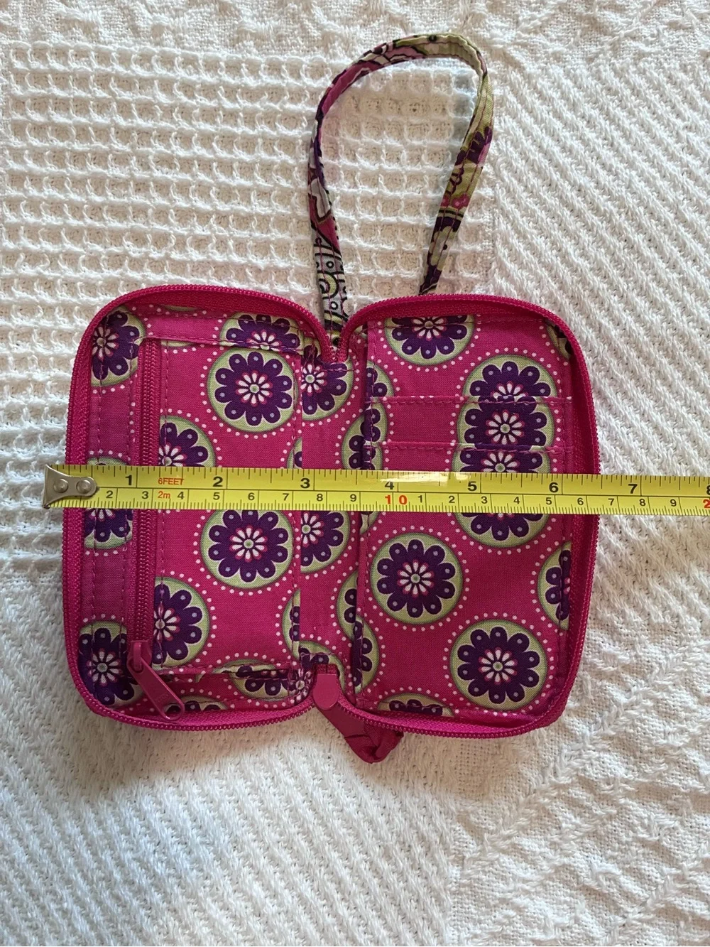 Vera Bradley Zip ID Wristlet in Very Berry Paisley pattern quilted purple pink